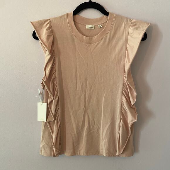 NWT Wilfred Women's size Medium Light Pink Agathe T-Shirt Ruffle 100% Cotton - Picture 1 of 10
